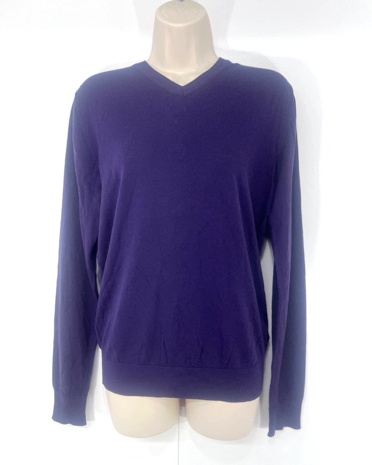 COS Dark Purple Soft Thin Knit MERINO WOOL Relaxed Fit Women's V-Neck Jumper UK 8 10 S