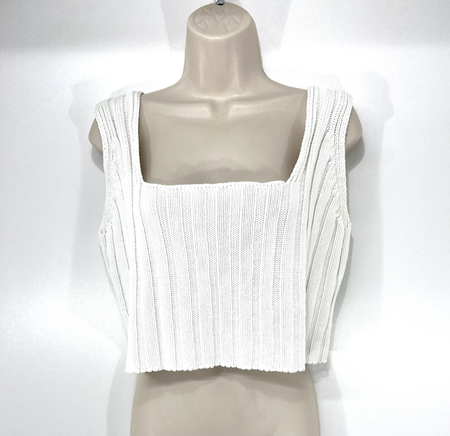 FIORELLA PRATTO White Pure Peruvian PIMA COTTON Oversized Knit Crop Top UK 14 16 M L