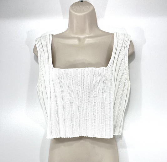 FIORELLA PRATTO White Pure Peruvian PIMA COTTON Oversized Knit Crop Top UK 14 16 M L