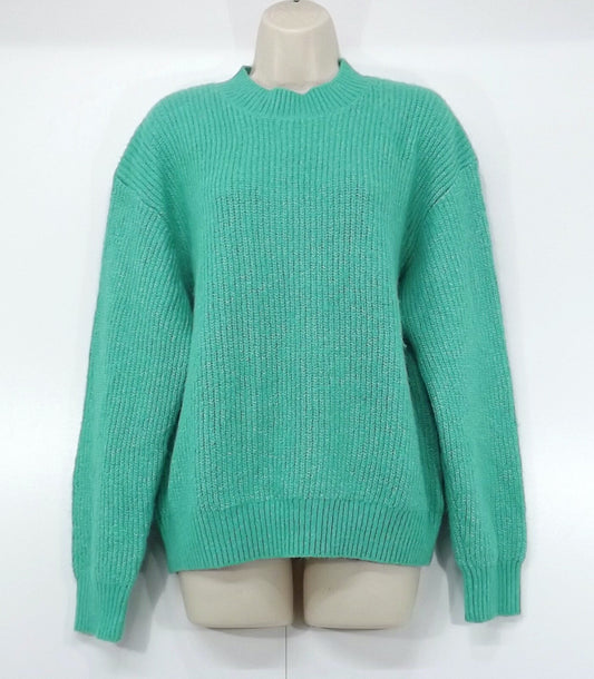 H&M Green Mix Soft Chunky Knit WOOL Blend Women's Oversized Jumper UK 8 10 S