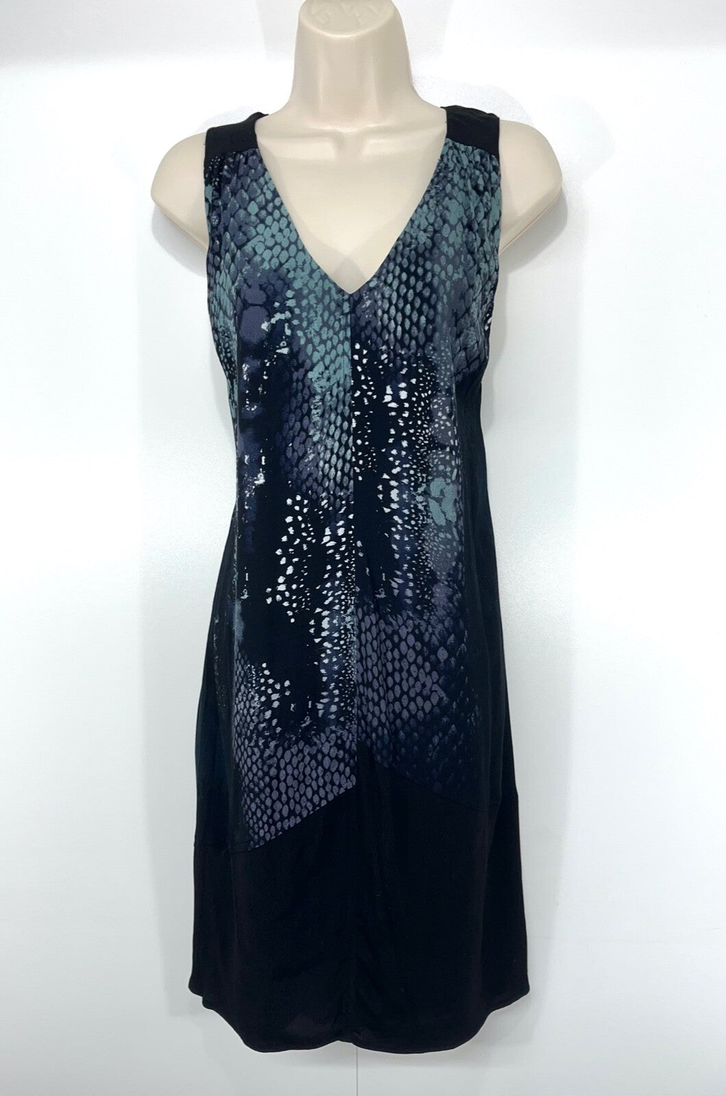 MINT VELVET Boho Dress UK 12 Black Multicoloured Silky Sleeveless Relaxed Fit