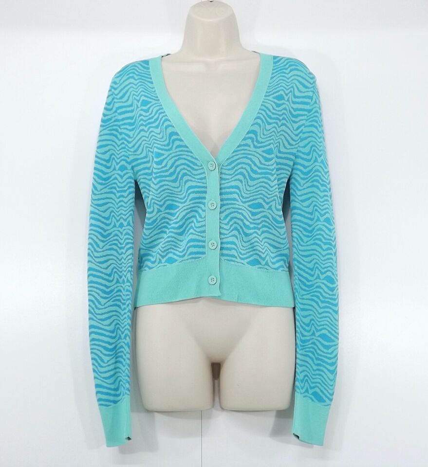 ZARA Green Blue Soft Thin Jersey Vintage Retro Style Women's Co-Ord Set Cardigan & Dress