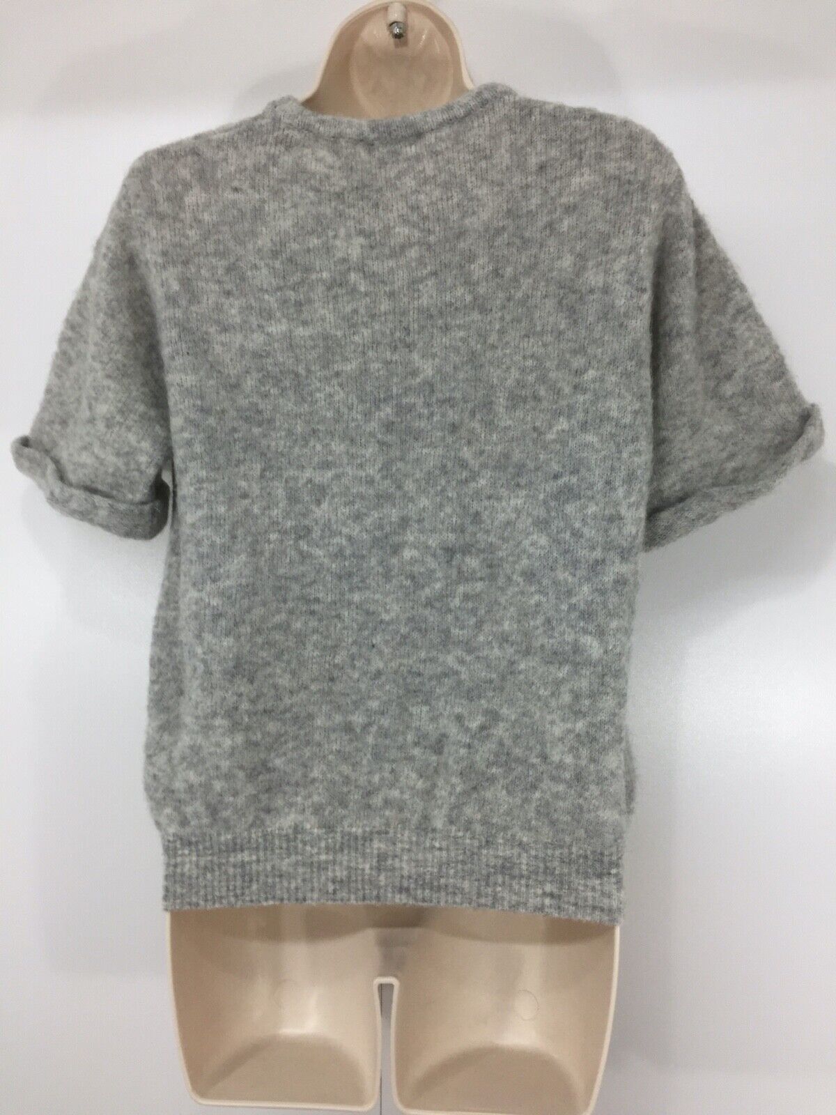 AMERICAN VINTAGE Grey Marl ALPACA Merino WOOL Blend Women's Jumper Top UK 8 10 S