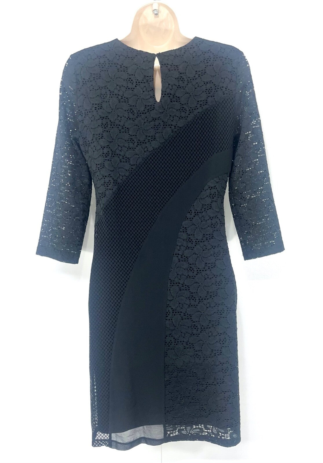 DESIGUAL Black Lace Classic Style Women's Round Neck Shift Dress UK 8 10 S EUR 36