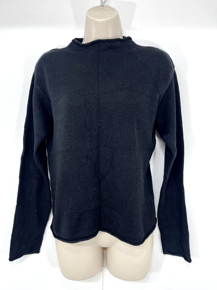 BRANDY MELVILLE Black Thin Knit WOOL Blend Women's High Neck Jumper UK 10 12 S