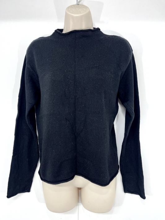 BRANDY MELVILLE Black Thin Knit WOOL Blend Women's High Neck Jumper UK 10 12 S