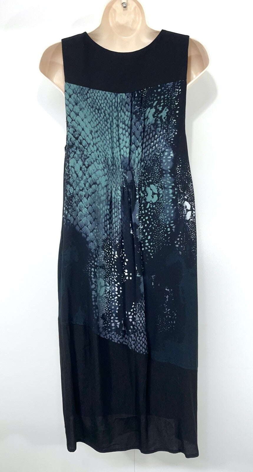 MINT VELVET Boho Dress UK 12 Black Multicoloured Silky Sleeveless Relaxed Fit