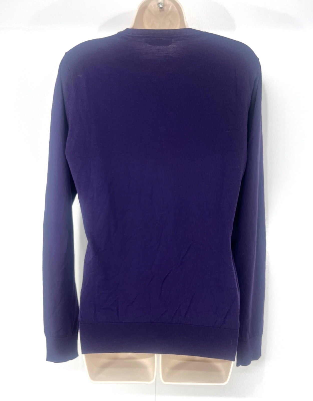COS Dark Purple Soft Thin Knit MERINO WOOL Relaxed Fit Women's V-Neck Jumper UK 8 10 S