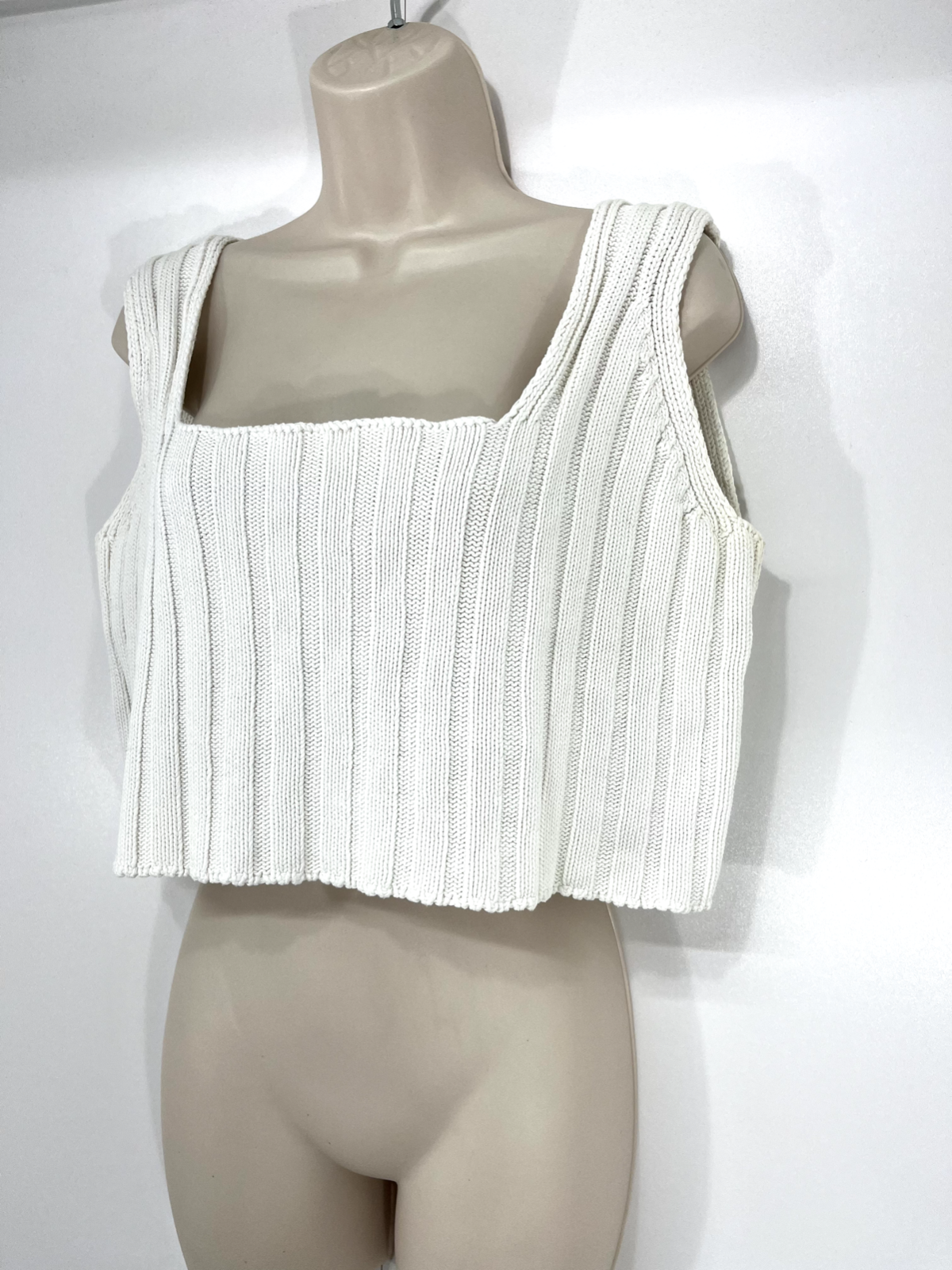 FIORELLA PRATTO White Pure Peruvian PIMA COTTON Oversized Knit Crop Top UK 14 16 M L