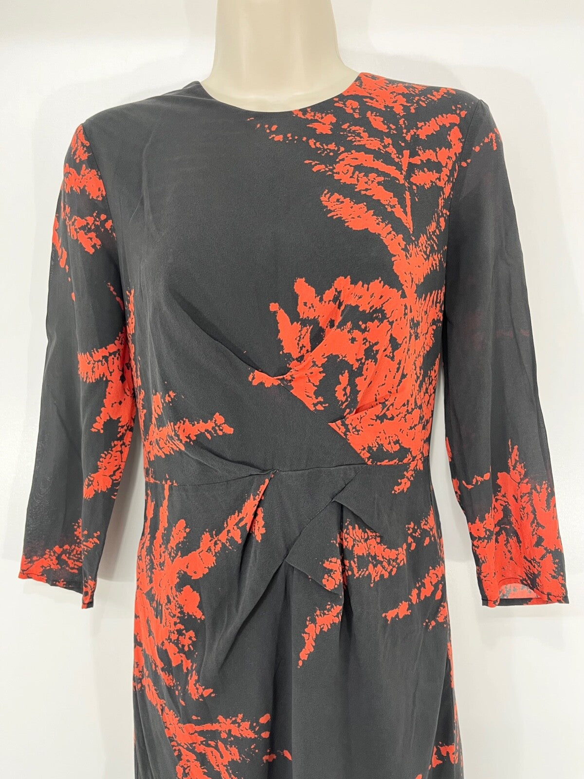 WHISTLES Black Orange Women's Shift Dress UK 10 SILK Blend with Stretch Classic Style