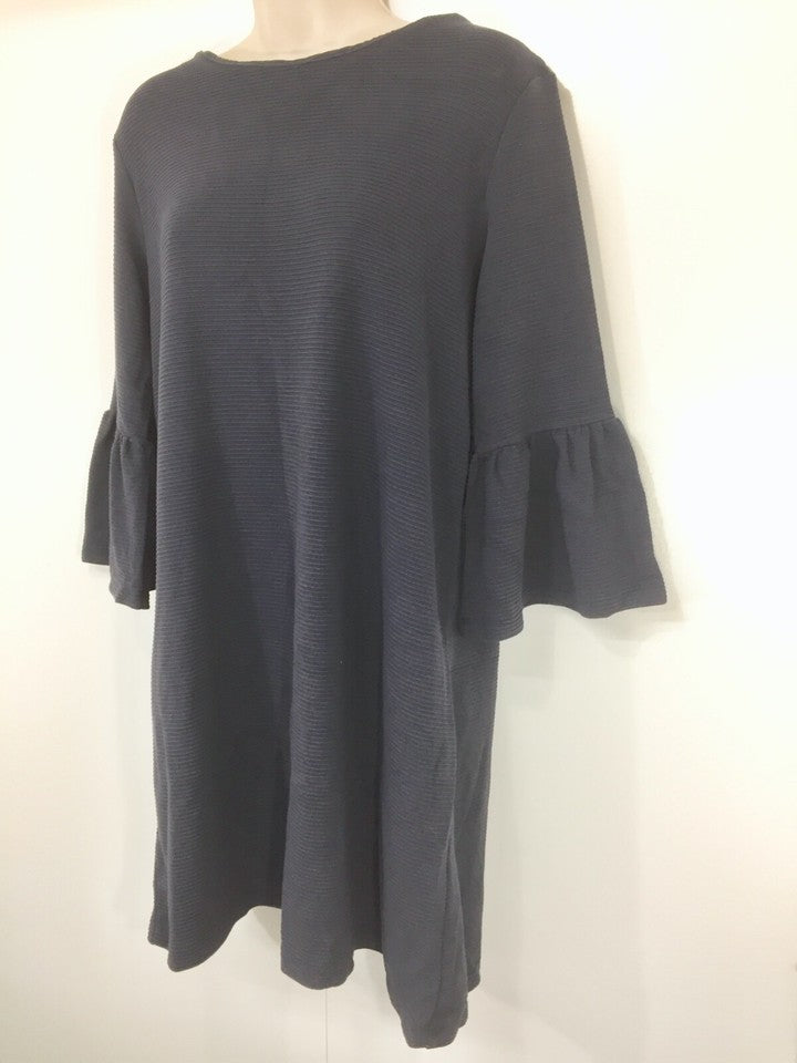 FRENCH CONNECTION Navy Soft Thin Jersey Boho Retro Women's A-Line Dress Tunic UK 12 NEW