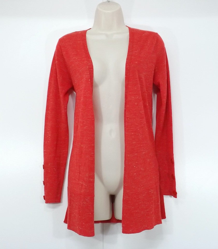 MONSOON Red Mix Soft Thin Knit LINEN Blend Women's Cardigan Shrug UK 8 10 S NEW
