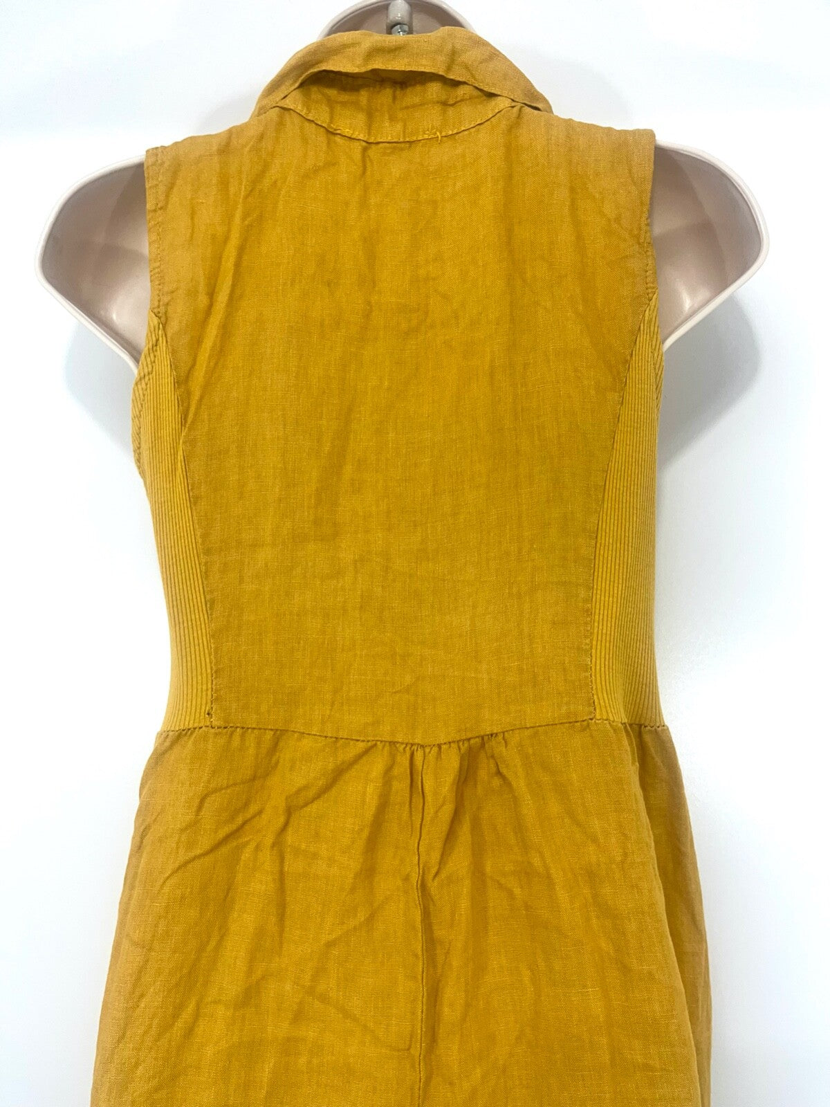 VIOLA BORGHI Boho Women's Long Midi Yellow Dress UK 8 10 S Made in Italy LINEN Blend