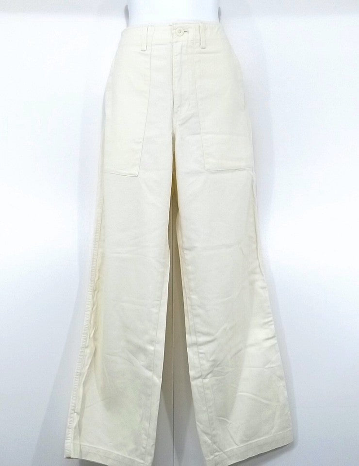 UNIQLO Cream Pure COTTON Retro Style Women's High Rise Jeans Trousers UK 8 10 S