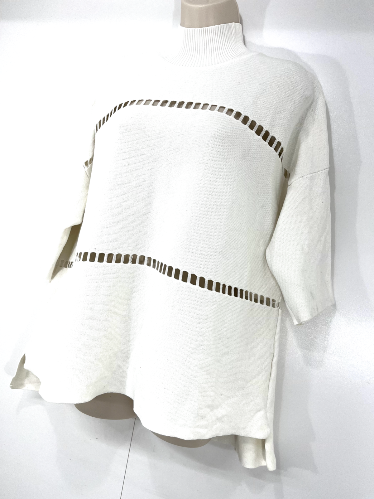 FRENCH CONNECTION Cream Pure COTTON Women's Oversized High Neck Jumper UK 8 10 S