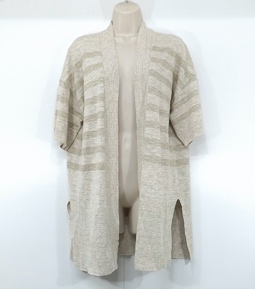 PURE Collection Beige Mix LINEN Blend Thin Knit Women's Oversized Cardigan Shrug UK 8