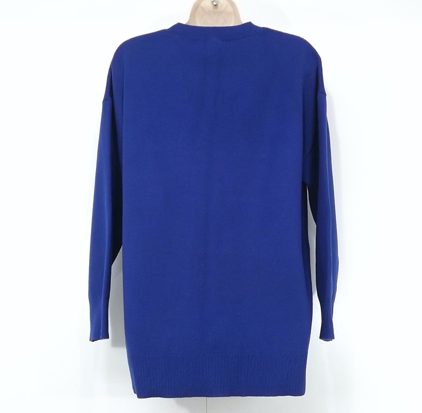 MANGO Blue Soft Knit Retro Style Women's Oversized Crew Neck Jumper size 8 10 S