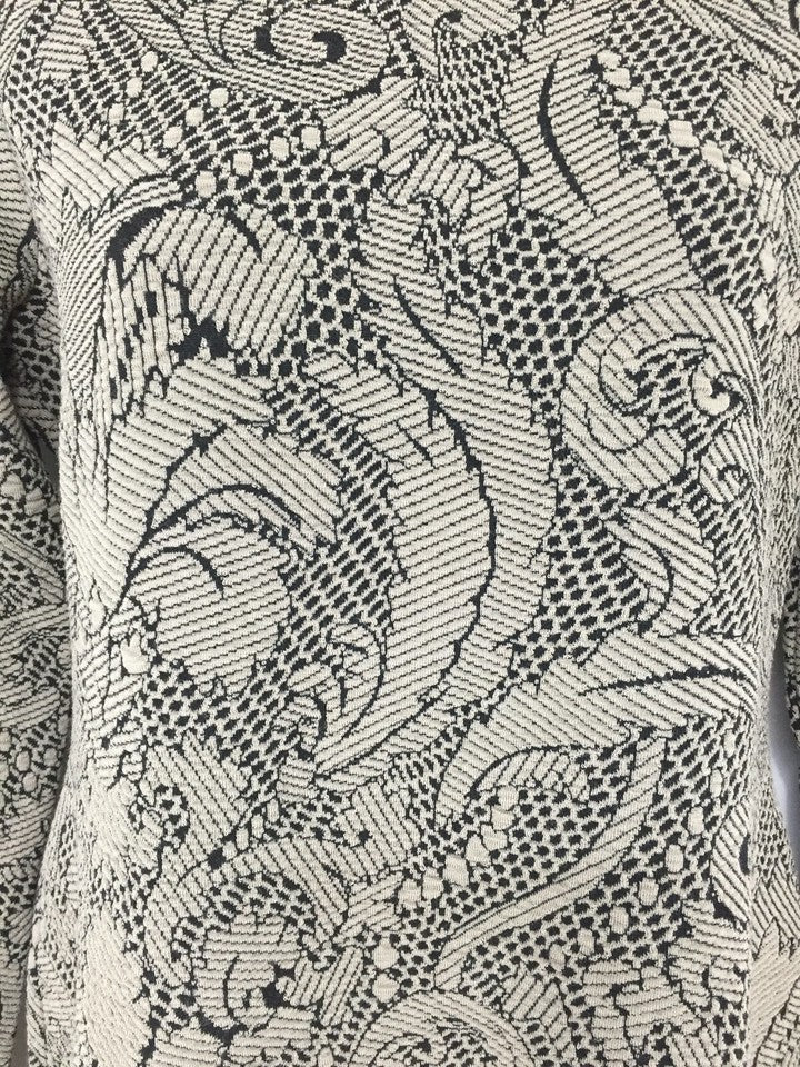 TEMPERLEY Taupe Black WOOL Blend Jersey Retro Classic Style Women's Shift Dress UK 10