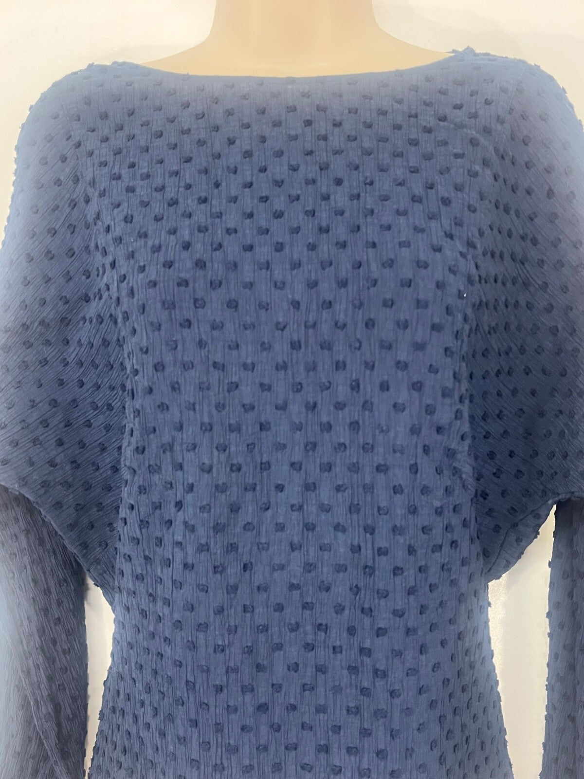 ZARA Classic Retro Relaxed Fit Women's Boat Neck Batwing Navy Blouse UK 8 10 S