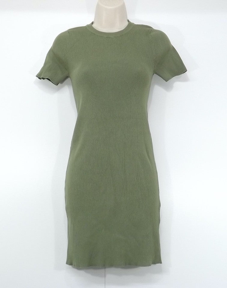 ZARA Olive Green Soft Thin Jersey Women's Short T-Shirt Dress UK 8 10 S NEW