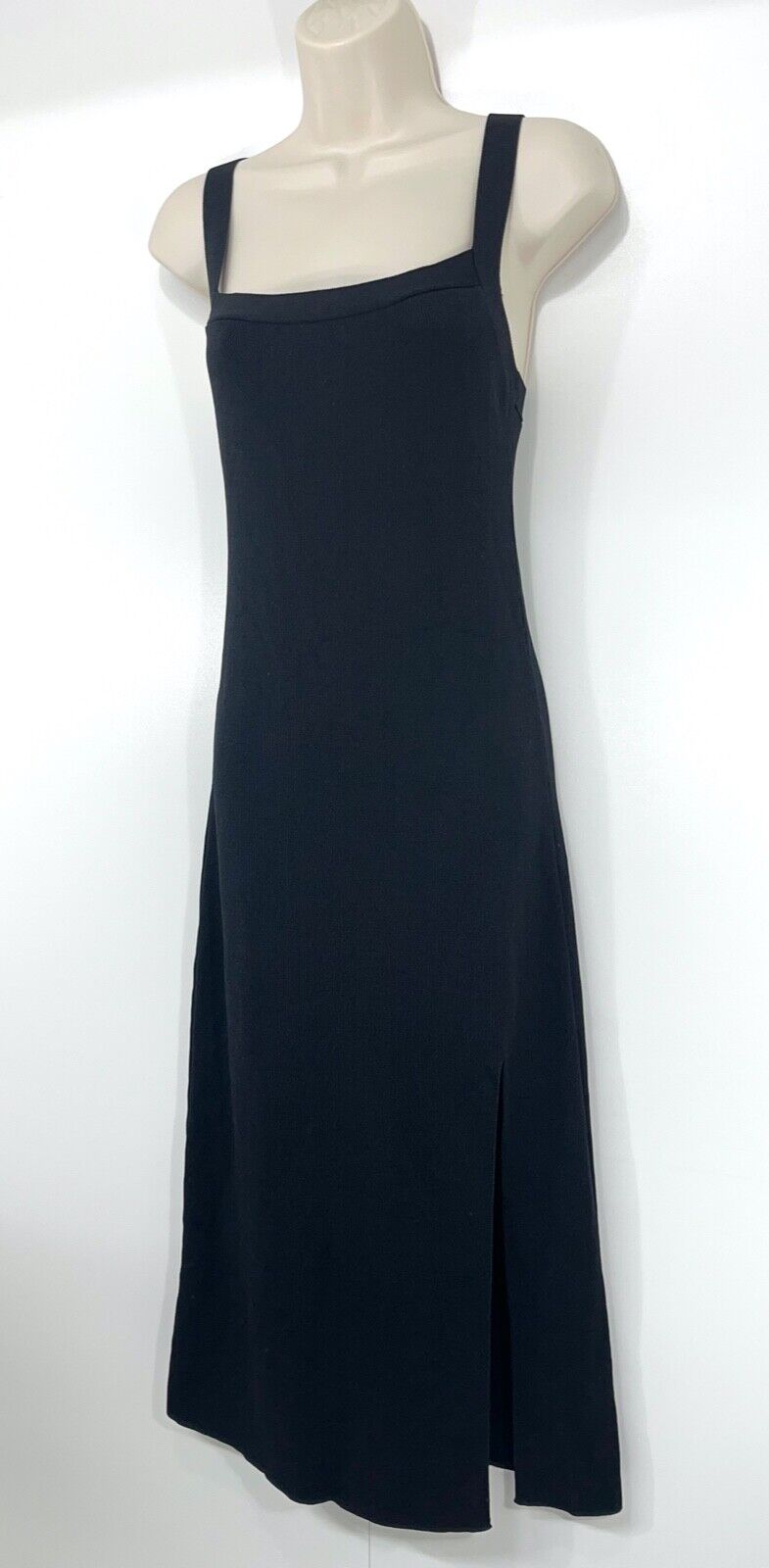 ZARA Black Jersey Classic Style Women's Long A-Line Dress with side Split UK 8 10 S