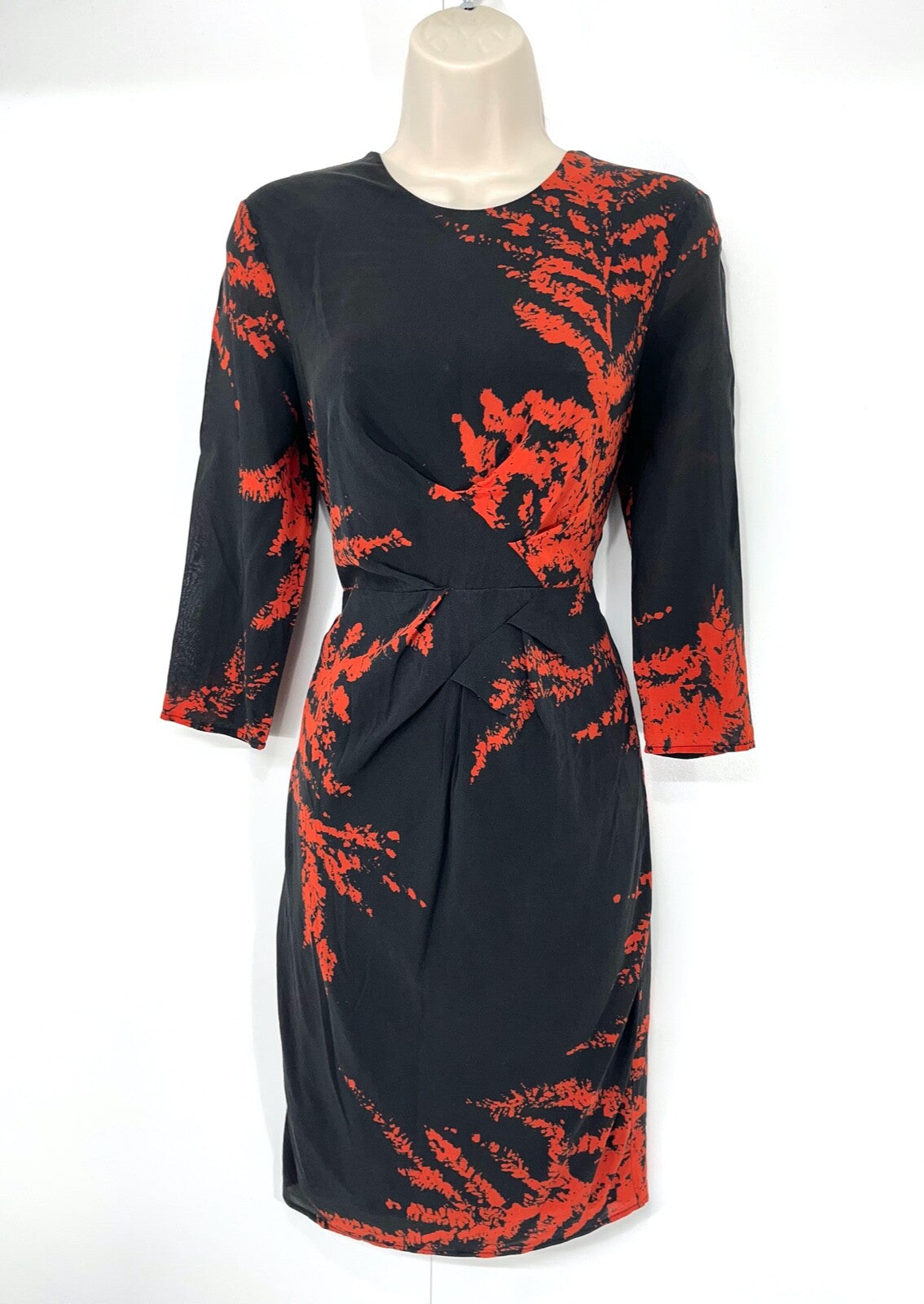 WHISTLES Black Orange Women's Shift Dress UK 10 SILK Blend with Stretch Classic Style