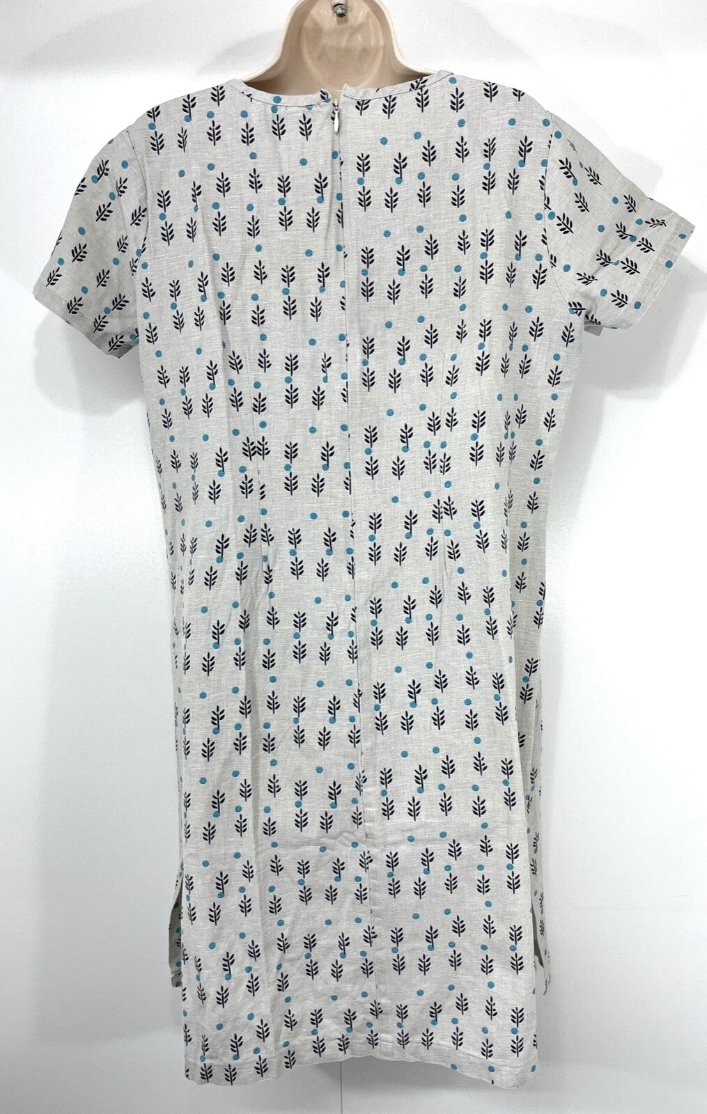 ALICE COLLINS Stone Grey Women's Oversized Tunic Dress UK 12 Boho Style LINEN COTTON