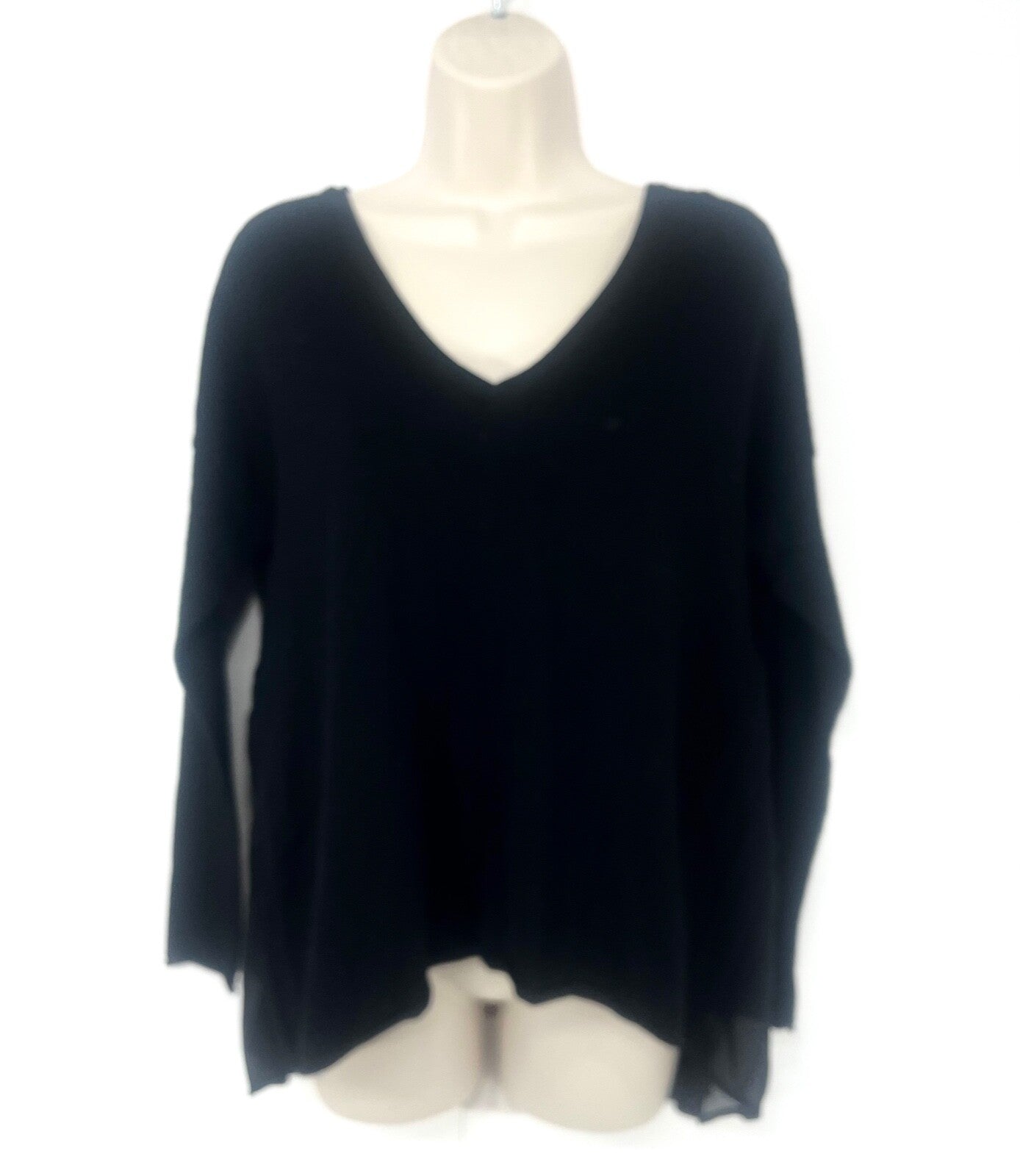 MINT VELVET Black Soft Thin Knit CASHMERE Blend Flared Boho Women's Jumper Top UK 12