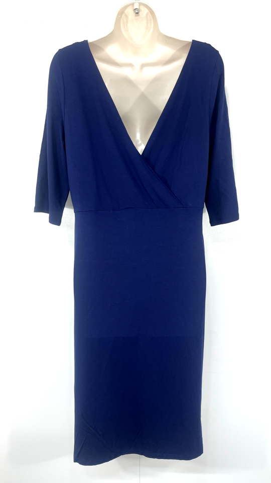 L.K. BENNETT Navy Soft Thin Jersey Classic Style Women's Shift Dress UK 18