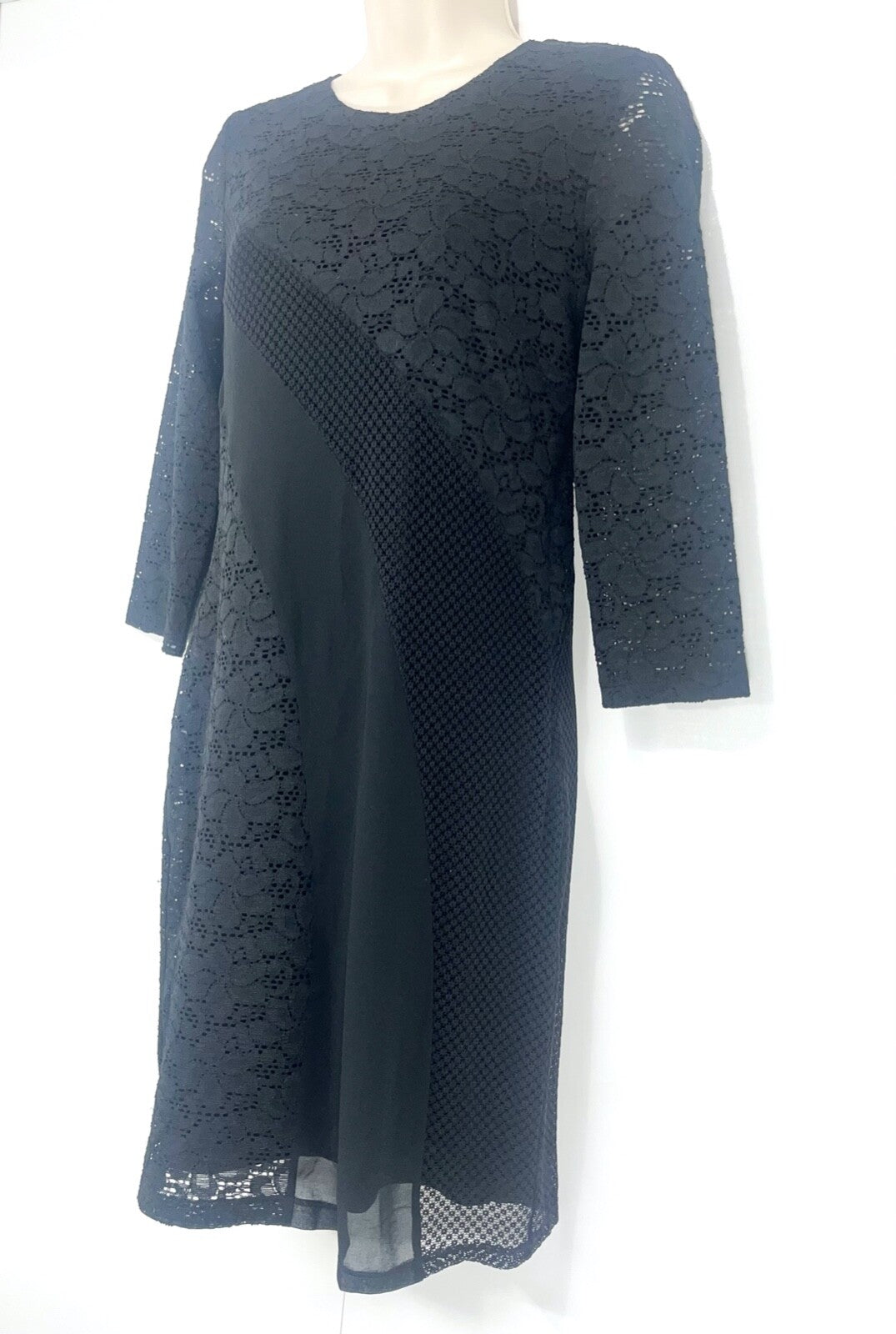 DESIGUAL Black Lace Classic Style Women's Round Neck Shift Dress UK 8 10 S EUR 36