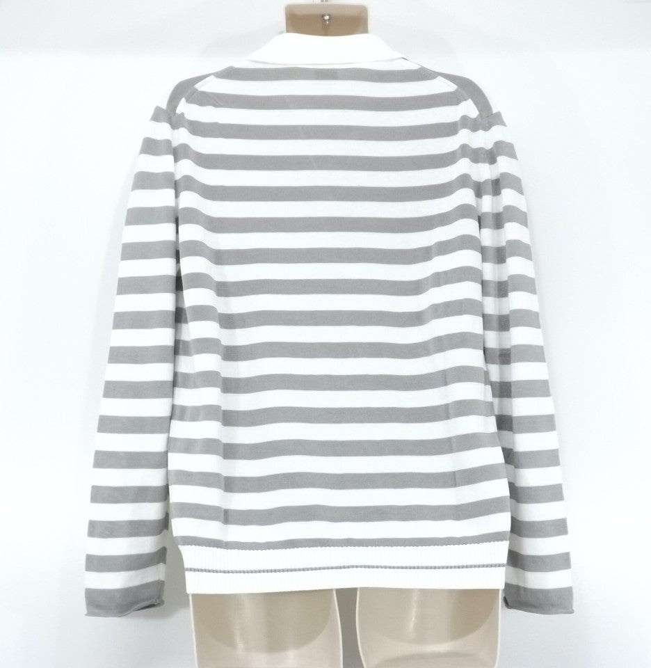 HUGO BOSS Cream Taupe COTTON Blend Mens Oversized Long Sleeve Polo Shirt size S