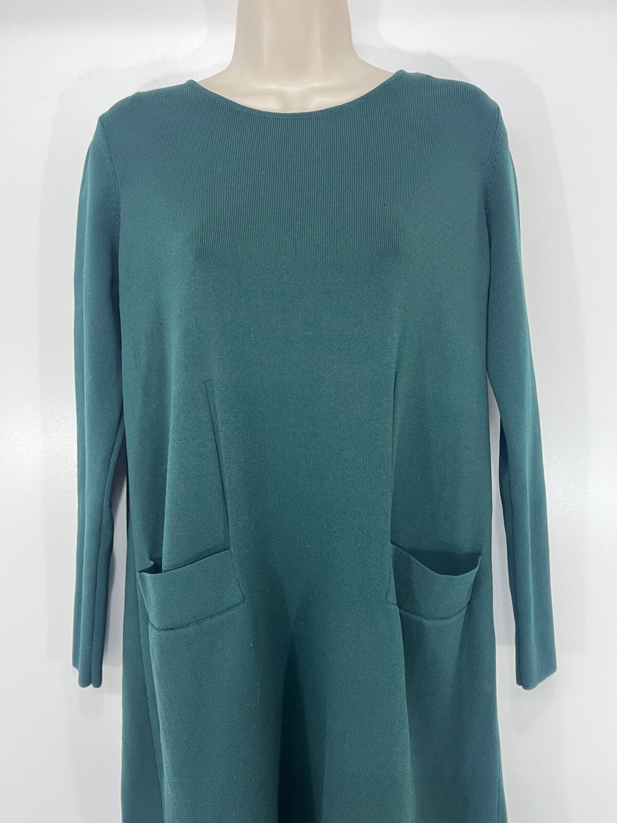COS Soft Thin Knit Relaxed Fit Women's Dark Green A-Line Jumper Tunic UK 8 10 S
