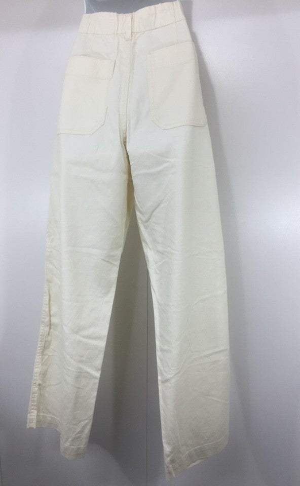 UNIQLO Cream Pure COTTON Retro Style Women's High Rise Jeans Trousers UK 8 10 S
