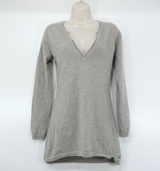 FTC CASHMERE Taupe Beige Pure CASHMERE Thin Knit Women's Jumper Tunic UK 8 10 S