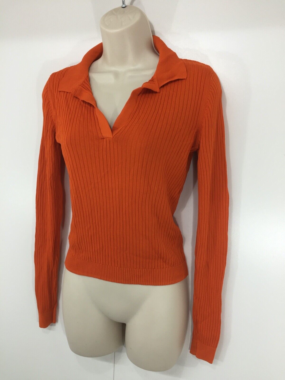 ZARA Orange Soft Thin Jersey Retro Classic Style Women's Jumper Top UK 8 10 S