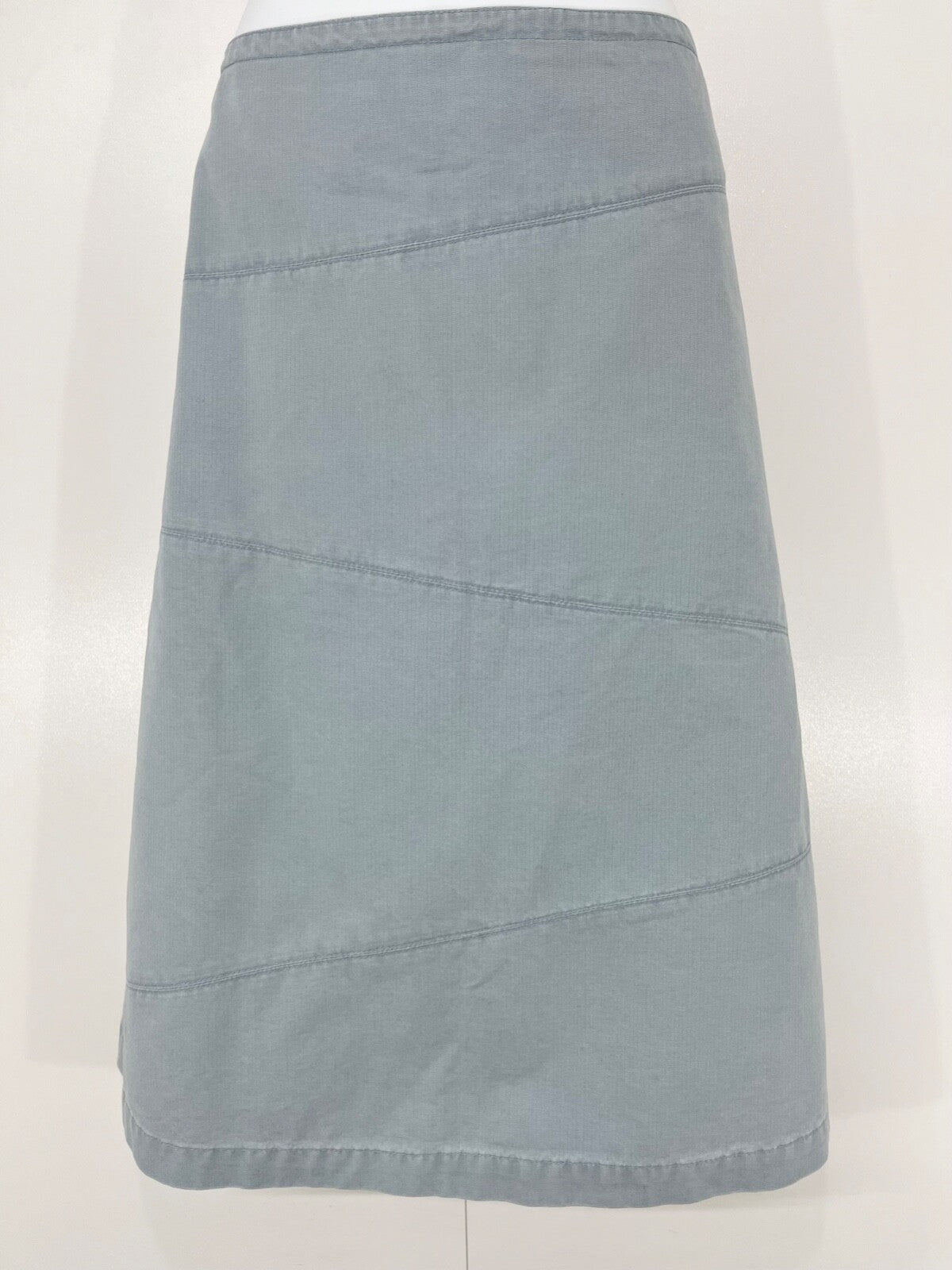 JIGSAW Kew Dusky Blue Denim Women's A-Line Skirt UK 12 Pure COTTON Retro Vintage Style