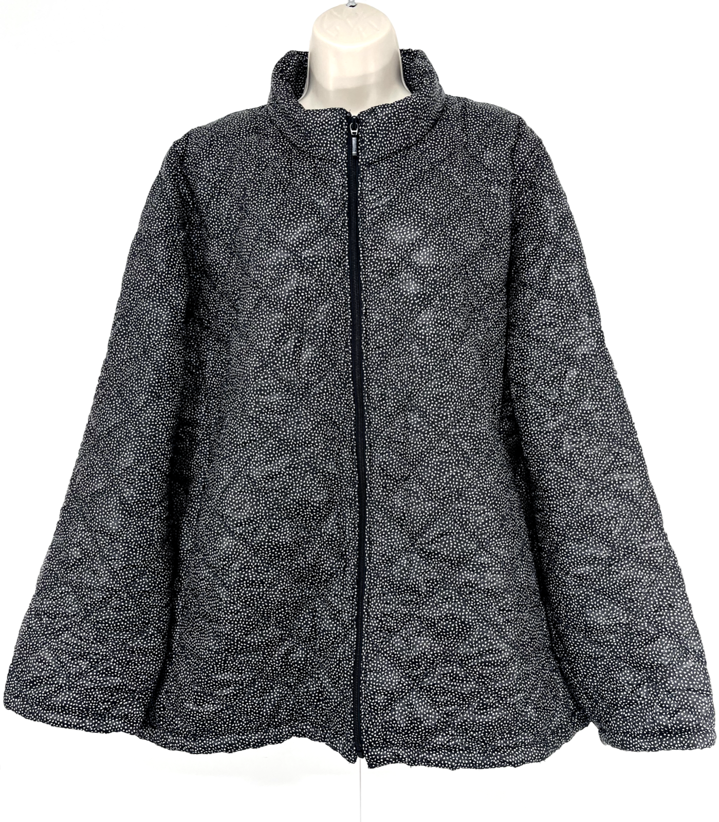 DAVID NIEPER Black Ivory Faux FUR Lined Women's Zipped Quilted Jacket UK 24