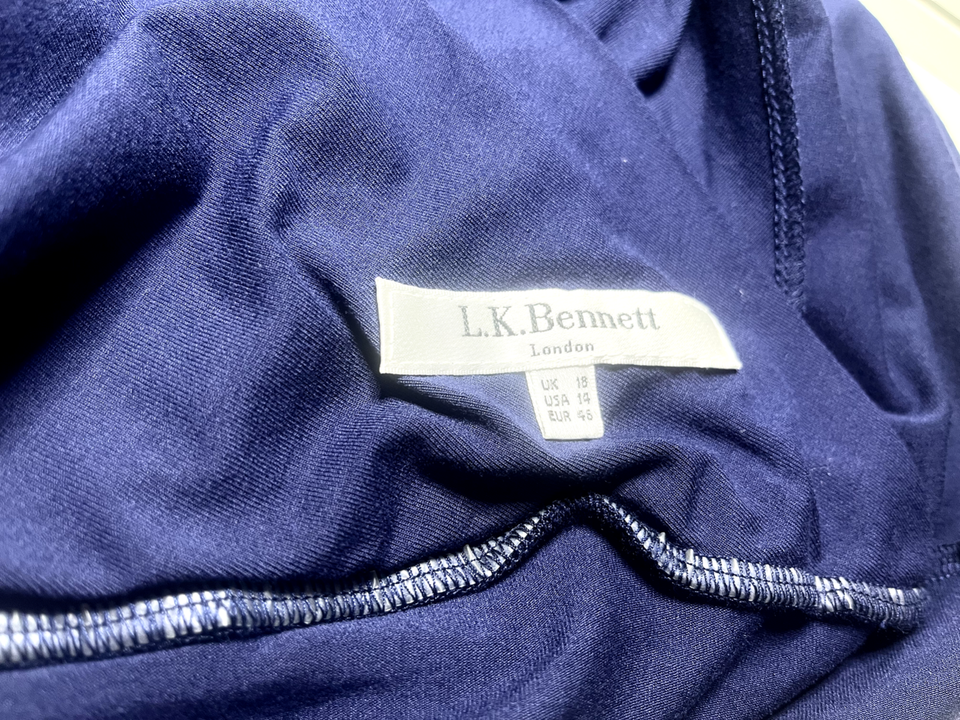 L.K. BENNETT Navy Soft Thin Jersey Classic Style Women's Shift Dress UK 18