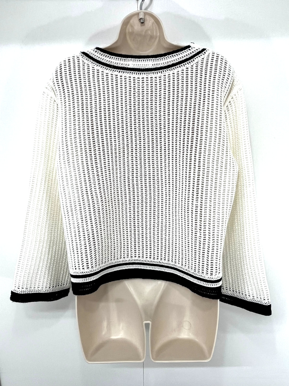 OYSHO White Cream Crochet Knit Boho Retro Hippie Women's Oversized Jumper UK 8 10 S