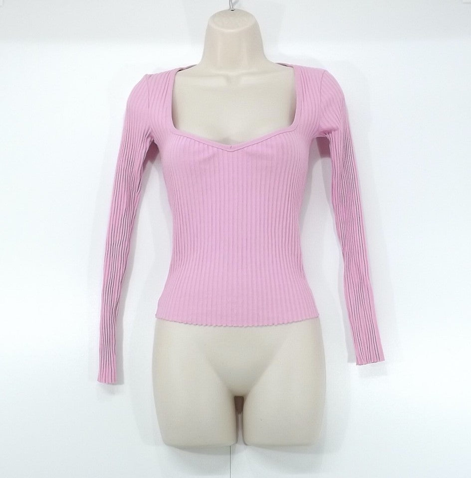 ZARA Pink Soft Thin Jersey Pure COTTON Women's T-Shirt Top UK 8 S NEW