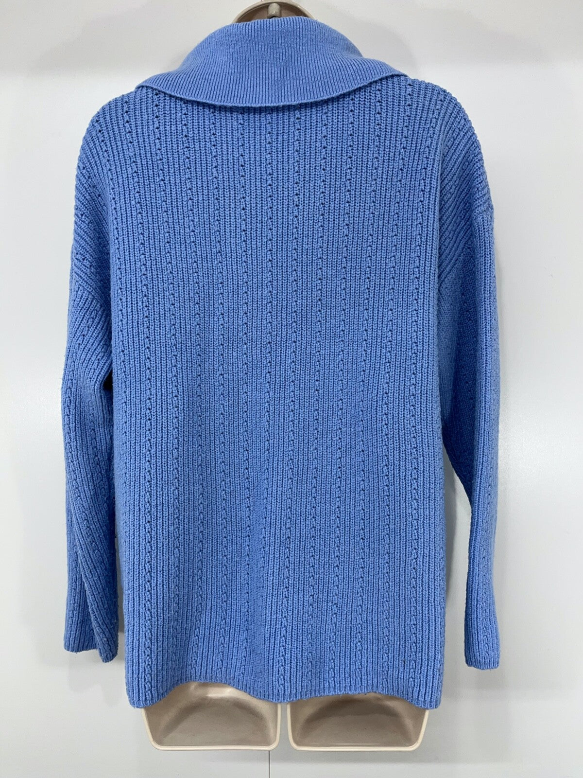 CREW CLOTHING Blue Soft Knit WOOL ALPACA Blend Women's Oversized Collared Jumper UK 8
