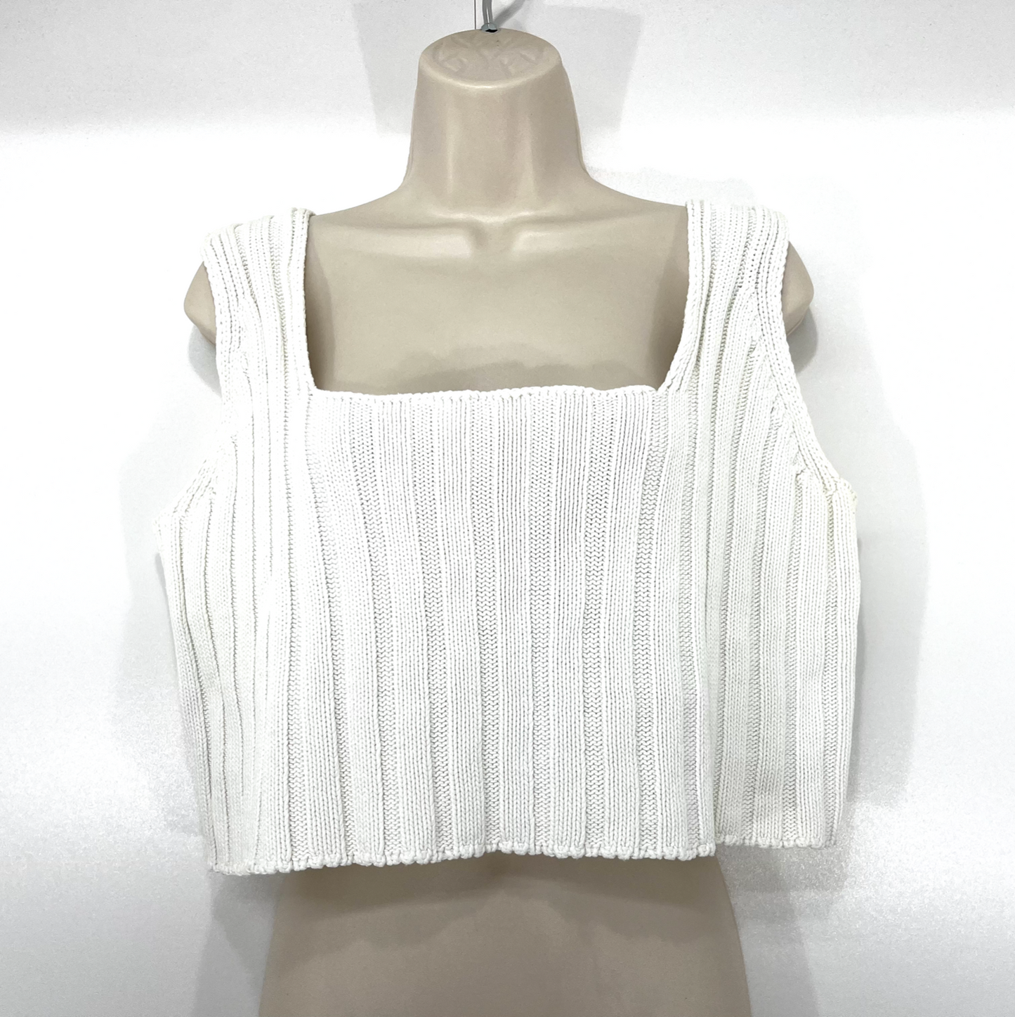 FIORELLA PRATTO White Pure Peruvian PIMA COTTON Oversized Knit Crop Top UK 14 16 M L