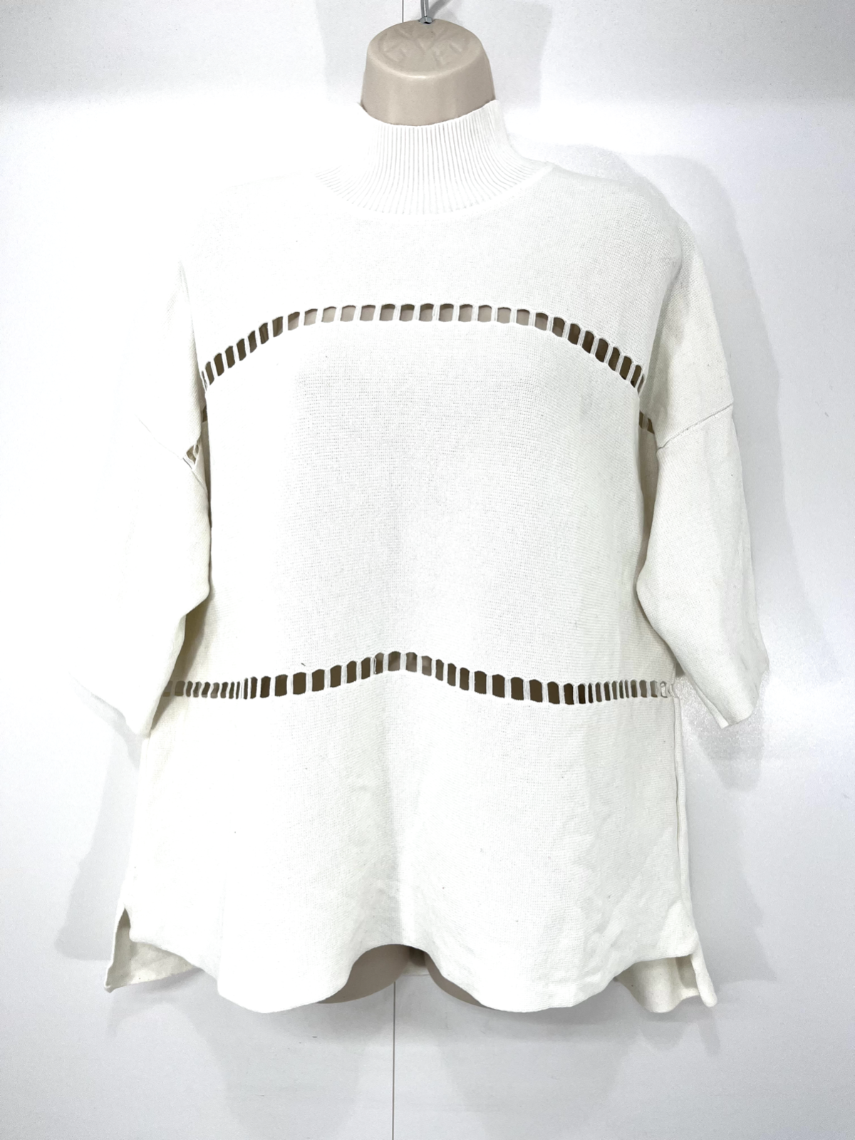 FRENCH CONNECTION Cream Pure COTTON Women's Oversized High Neck Jumper UK 8 10 S