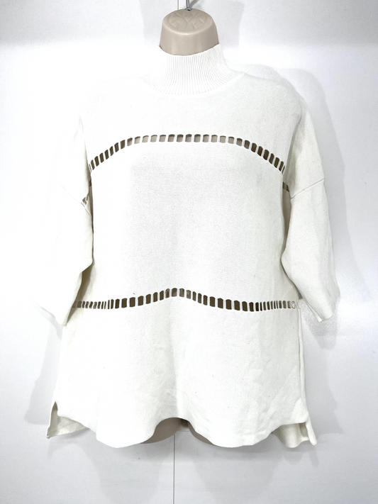 FRENCH CONNECTION Cream Pure COTTON Women's Oversized High Neck Jumper UK 8 10 S