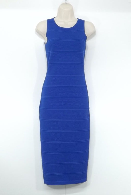 KAREN MILLEN Blue Textured Jersey Long Midi Women's Bodycon Dress UK 8 10 S NEW