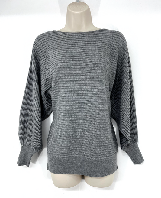 PHASE EIGHT Grey Soft Thin Knit Retro Classic Women's Batwing Jumper UK 8 10 S