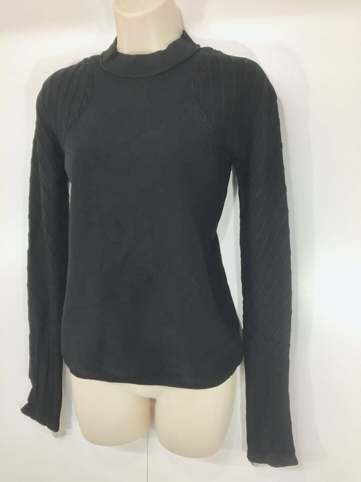 CARVEN Black Thin Silky Jersey Cut Out Back Women's Jumper Top UK 12 14 M