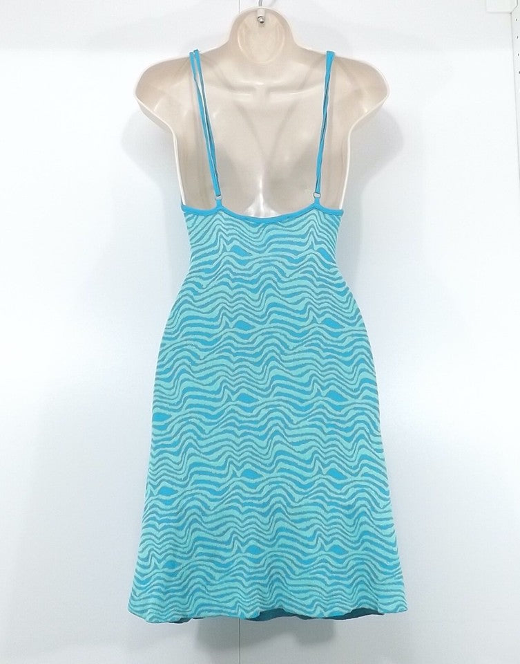 ZARA Green Blue Soft Thin Jersey Vintage Retro Style Women's Co-Ord Set Cardigan & Dress