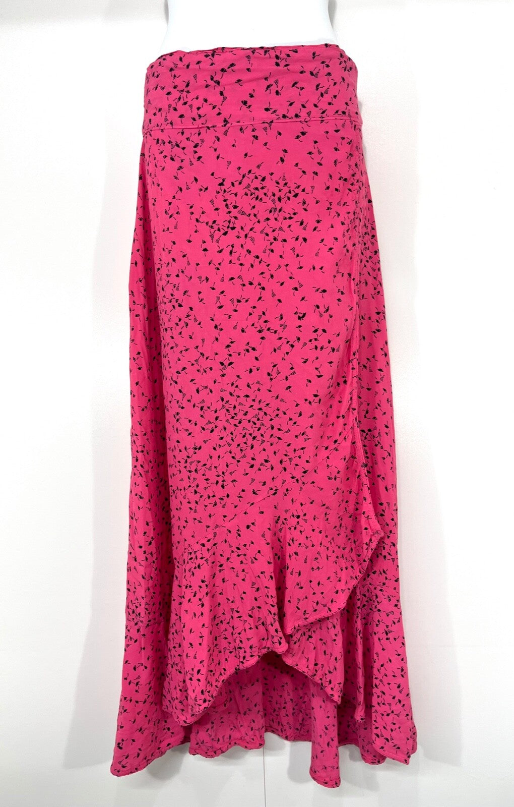 GANNI Light Floaty Women's Pink Floral BARRA CREPE Long Wrap Skirt UK 8 10 S