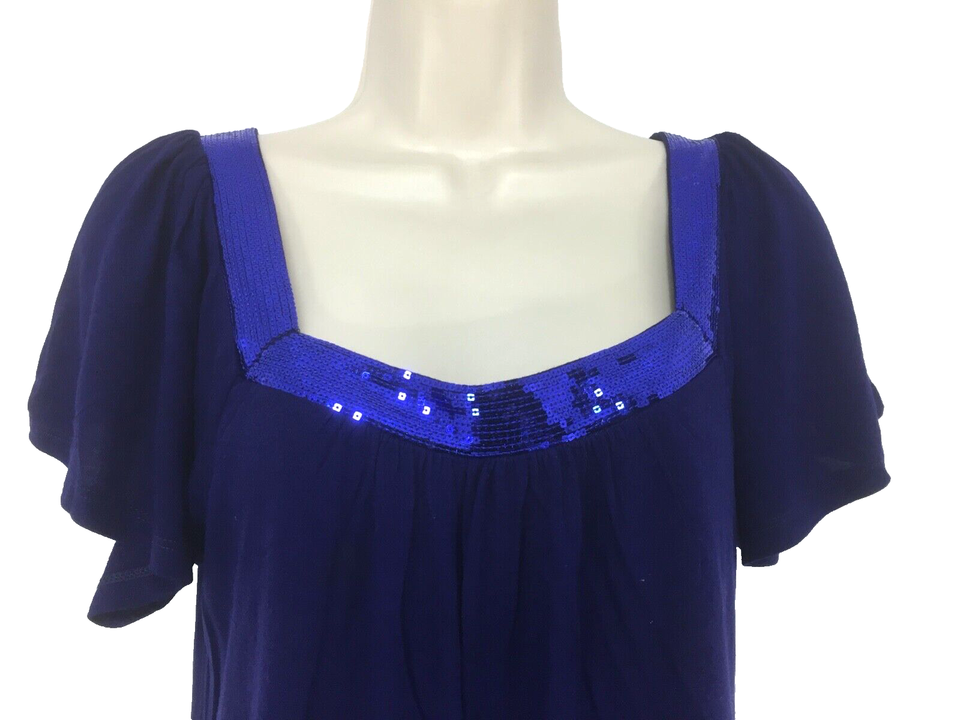 PHASE EIGHT Dark Blue Embellished Soft Thin Jersey Women's T-Shirt Blouse UK 10